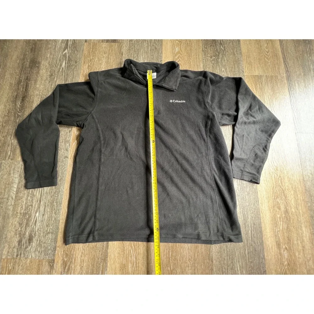 Columbia Fleece Pullover Mens Large Black Quarter Zip Mock Neck Long Sleeve Logo